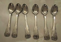 Set of 6 Danish silver teaspoons, assay mark for Copenhagen 1937 weight 3.20 ozt