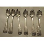 Set of 6 Danish silver teaspoons, assay mark for Copenhagen 1937 weight 3.20 ozt