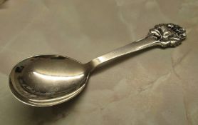 Large Danish silver serving spoon, assay mark for Copenhagen 1954 weight 2.68 ozt L 22.5 cm