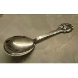 Large Danish silver serving spoon, assay mark for Copenhagen 1954 weight 2.68 ozt L 22.5 cm