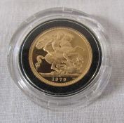 Queen Elizabeth II encapsulated full gold sovereign 1979