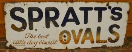 Enamel Spratt's Ovals advertising sign 77cm by 31cm