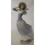 Lladro lady holding hat height 35cm