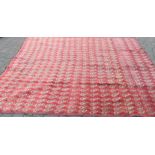 Red ground hand woven Persian carpet with unique all over design 2.62m by 2.38m