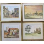 4 framed rural landscape watercolours by G Yarlott (sizes 46 cm x 40 cm - 43 cm x 40 cm) (size