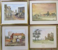 4 framed rural landscape watercolours by G Yarlott (sizes 46 cm x 40 cm - 43 cm x 40 cm) (size