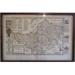 Herman Moll (1654-1732) framed map of Somerset (Somersetshire) 36 cm x 24 cm (size including frame)
