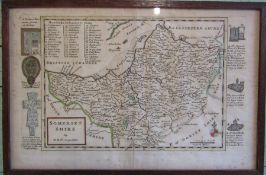 Herman Moll (1654-1732) framed map of Somerset (Somersetshire) 36 cm x 24 cm (size including frame)