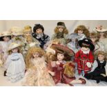 Approximately 15 porcelain collectors dolls including Leonardo, Russ, Alberon & Schneider
