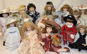 Approximately 15 porcelain collectors dolls including Leonardo, Russ, Alberon & Schneider