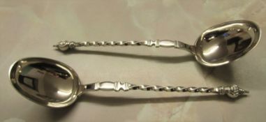Pair of Danish silver serving spoons / ladles, assay mark for Copenhagen 1961 weight 3.54 ozt L 21