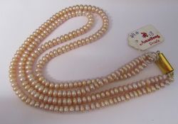 2 strand pearl necklace with gold plated clasp by Amarsons Pearls