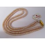 2 strand pearl necklace with gold plated clasp by Amarsons Pearls