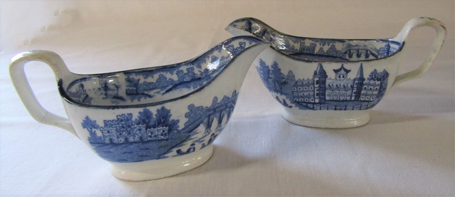 Pair of Chinese blue and white bowls D 25 cm H 8 cm & a pair of transfer printed blue and white - Image 2 of 6