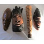 4 Southern Africa wooden face masks
