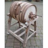 Hathaway barrel butter churn on stand (some woodworm)