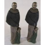 Pair of African resin figurines (1 damaged) H 40 cm