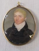 19th century miniature portrait of a gentleman H 7 cm