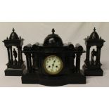 Waterbury black slate clock garniture with original bill of sale