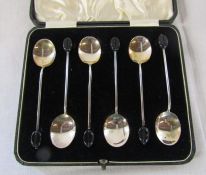 Cased silver coffee bean teaspoons Sheffield 1938 total weight 1.02 ozt