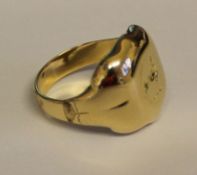 Tested as 18ct gold signet ring weight 5.7g size I