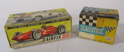 Boxed Tri-ang Scalextric electric model racing B/2 hurricane motorcycle and side car & an Airfix 1/