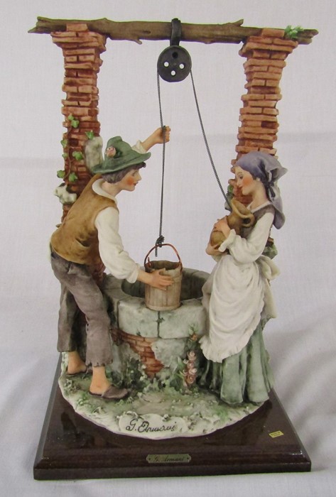 Large Capodimonte 'The wishing well' figurine by G Armani H 33 cm