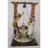 Large Capodimonte 'The wishing well' figurine by G Armani H 33 cm