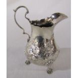 Victorian ornate silver cream jug London 1870 weight 4.07 ozt H 12.5 cm