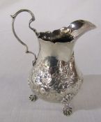 Victorian ornate silver cream jug London 1870 weight 4.07 ozt H 12.5 cm