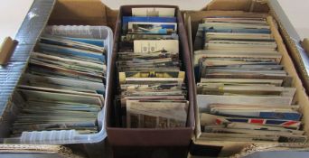 Large box of assorted postcards inc topographical and churches