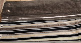 4 pairs of Next lined eyelet curtains (2 prs brown / 2 prs striped) approximately 135cm x 137cm (53"