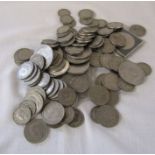 Assorted coins inc two shillings, one shillings, Churchill coins & five shillings