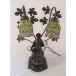 Tiffany style bronze effect figural lamp H 52 cm