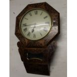 19th century inlaid drop dial wall clock height approximately 66 cm length 44 cm width 14 cm