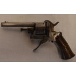 Six pin fire revolver with walnut grip 8.0cm barrel length