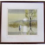 Framed watercolour by Hugh Brandon-Cox (1917-2003)  'Solitude at evening, Norfolk' 40 cm x 38 cm (