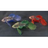 3 Swarovski siamese fighting fish in blue, red and greed L 8 cm all boxed with certificates