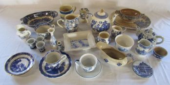 Various blue and white ceramics inc Sadler, Ringtons and Delft