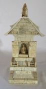 Meiji period ivory Zushi temple with doors opening to reveal figure of Buddha H 32 cm