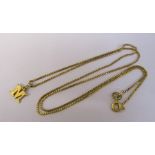 9ct gold 'M' pendant and chain total weight 2.4 g (chain length 45 cm)