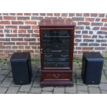 Technics stack stereo system with 2 speakers in cabinet