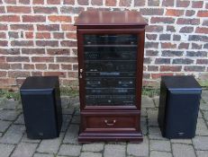 Technics stack stereo system with 2 speakers in cabinet