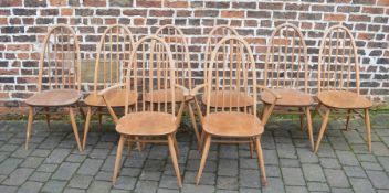 8 Ercol light elm dining chairs inc 2 carvers