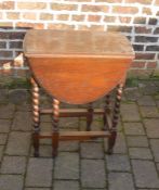 Small oak gate leg table with barley twist legs