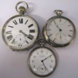 Waltham  nickel cased pocket watch with train design to reverse, seven jewels, silver plated