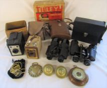 Tilley paraffin pressure domestic iron, Coronet Ambassador camera, Kodak brownie model F camera with