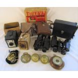 Tilley paraffin pressure domestic iron, Coronet Ambassador camera, Kodak brownie model F camera with