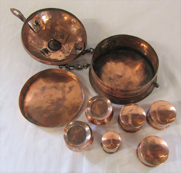 A 19th century Indian copper Paan Daan Betel nut box / Spice caddy with various pots and a plate - Image 2 of 3