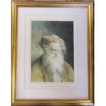 Framed watercolour of an elderly man signed D Lari 42 cm x 53 cm